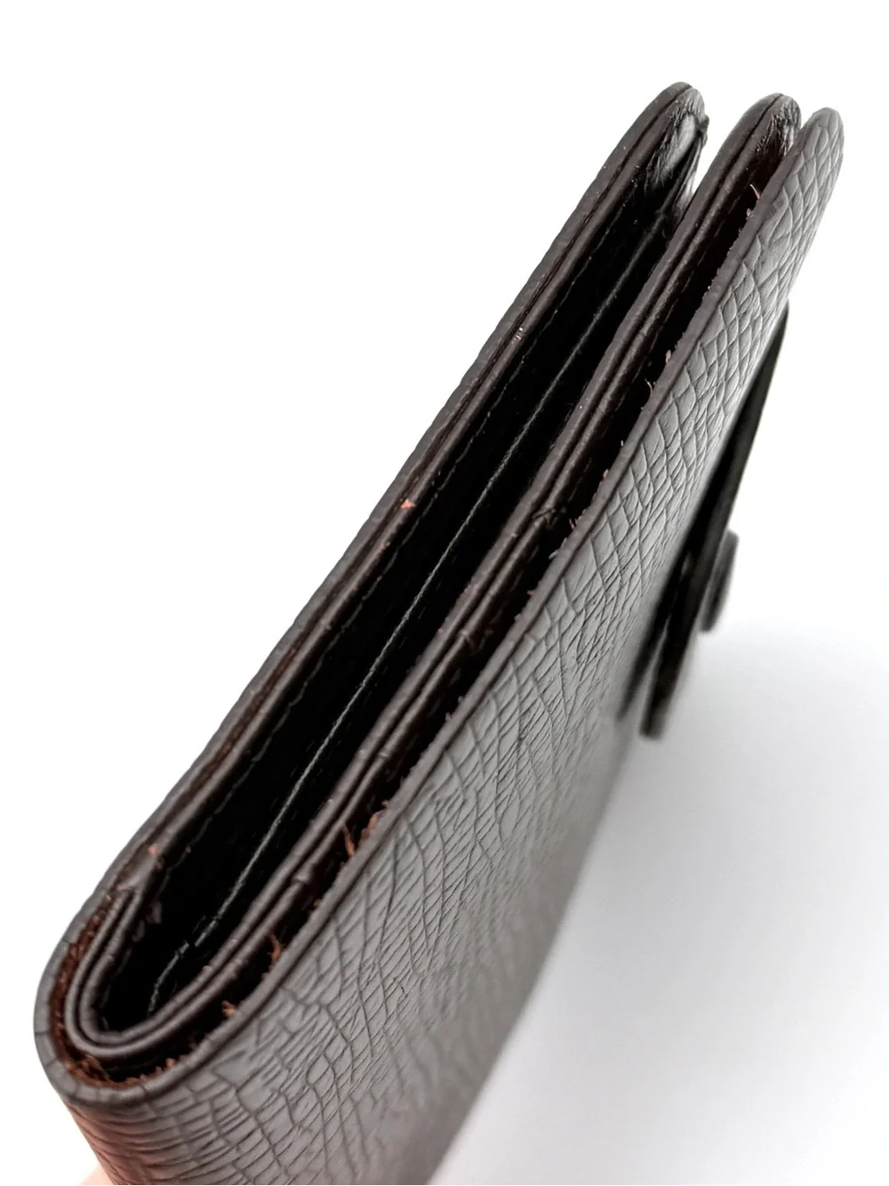 Dunhill Brown Textured Grained Leather Compact Strap Wallet